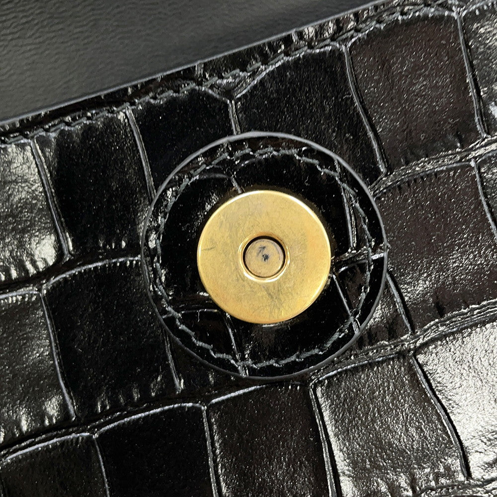 BALENCIAGA Downtown XS ChainShoulder Bag Black689121 Croco embossed leather
