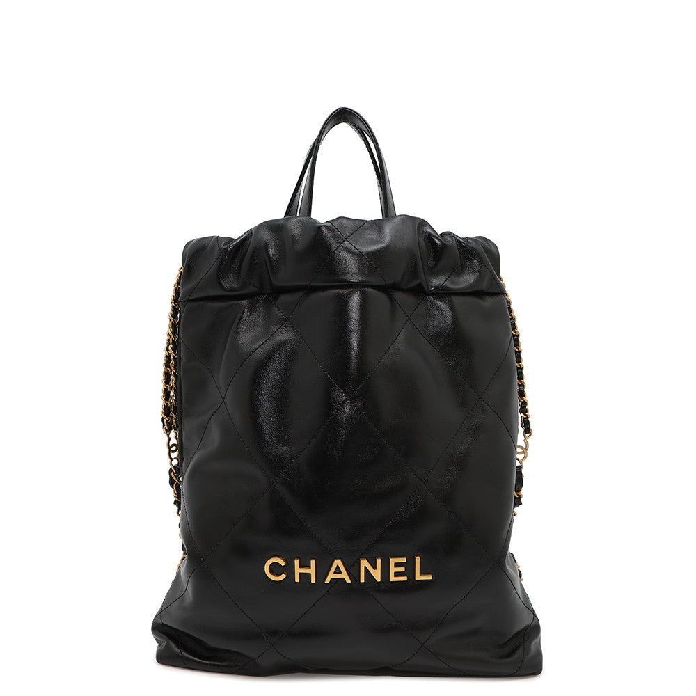 CHANEL CHANEL 22 Backpack BlackAS3859 Shiny Calf Leather Size Small