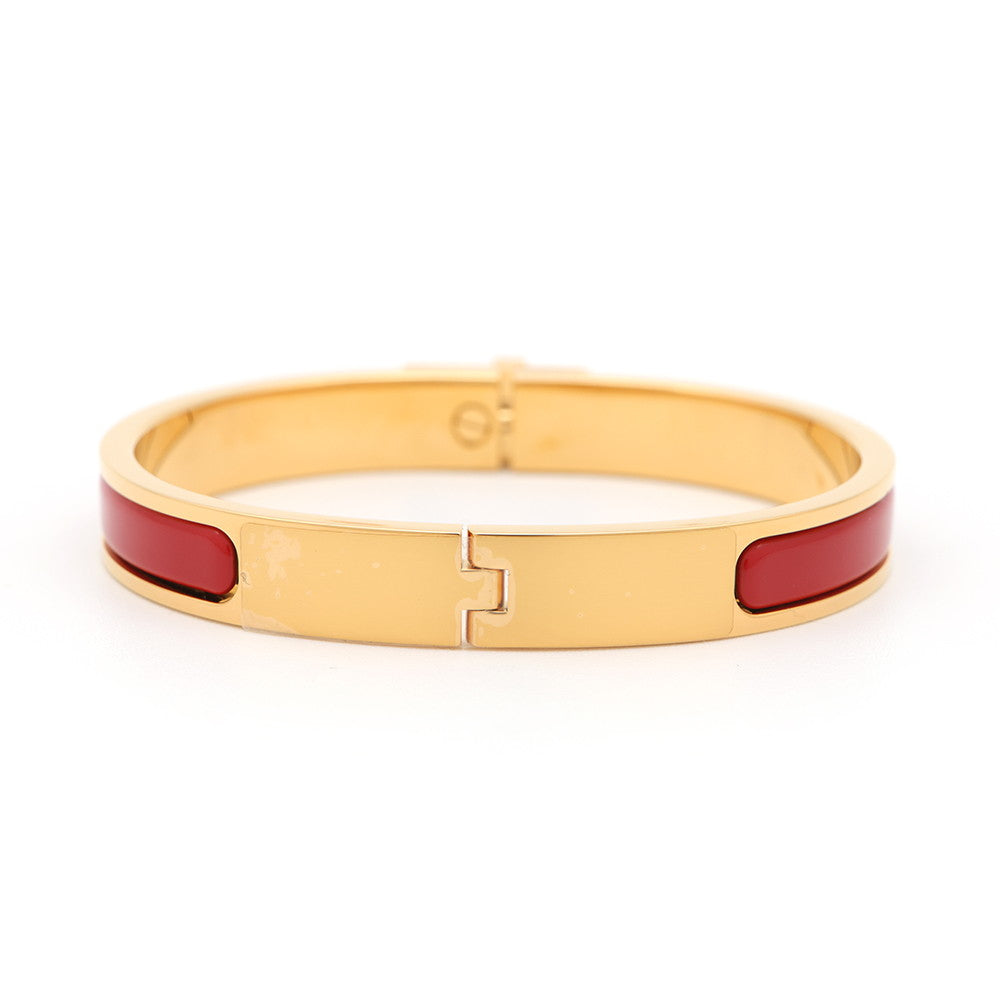 HERMES EnamelBracelet 《Mini・Clic・Kelly》 Red Metal Enamel