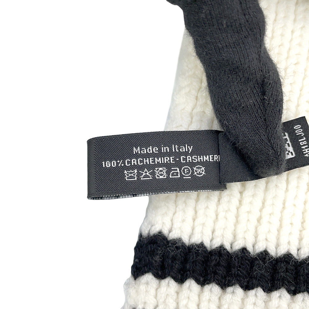 CHANEL Logo Patch Scarf White/BlackAAA409 Cashmere100%