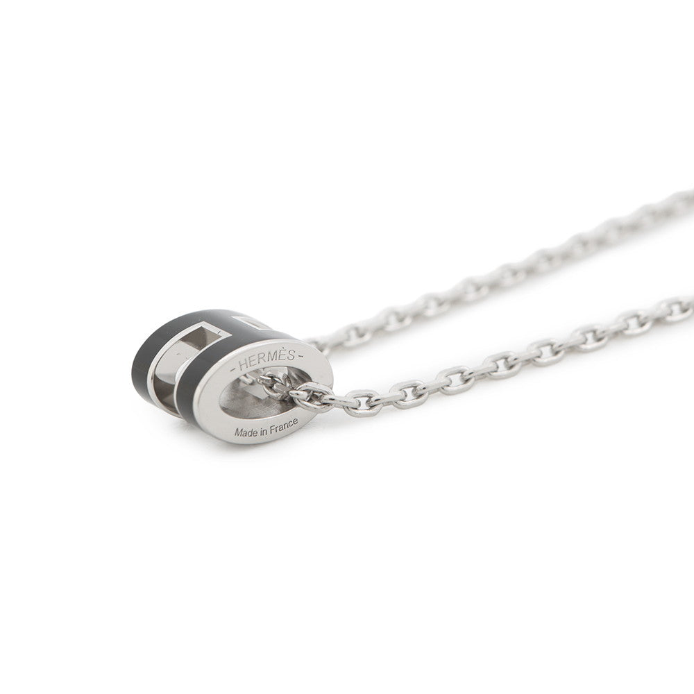 HERMES Pop Ash Necklace Size Mini Black Metal Lacquer