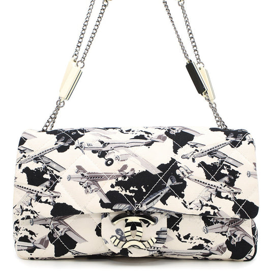 CHANEL Airline ChainShoulder Bag Black/WhiteA31977 Canvas Plastic Size 25