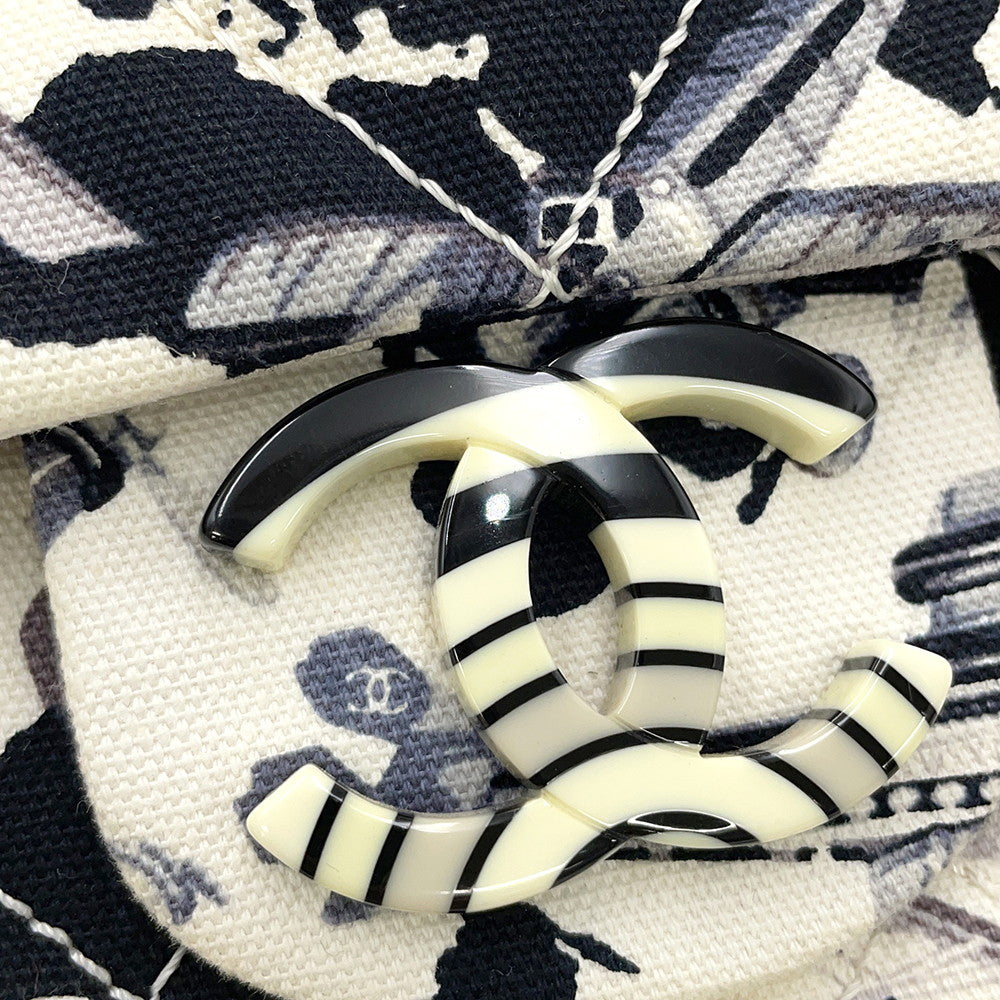 CHANEL Airline ChainShoulder Bag Black/WhiteA31977 Canvas Plastic Size 25