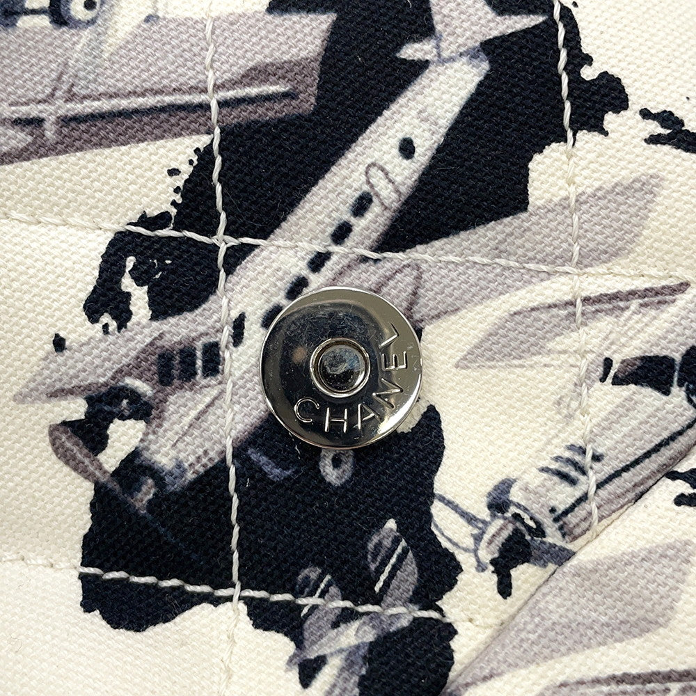 CHANEL Airline ChainShoulder Bag Black/WhiteA31977 Canvas Plastic Size 25