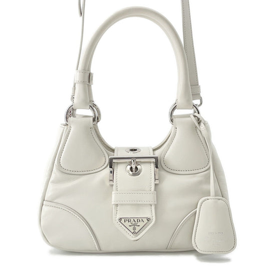PRADA Moon 2WAY Handbag White1BA381 Leather