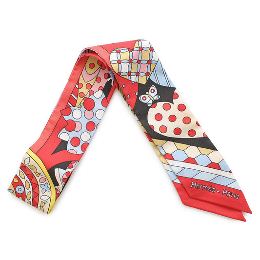 HERMES Twilly Les Murmures de la Foret Whispering in the Forest Rouge/Ebene/MulticolorH063005S Silk100%
