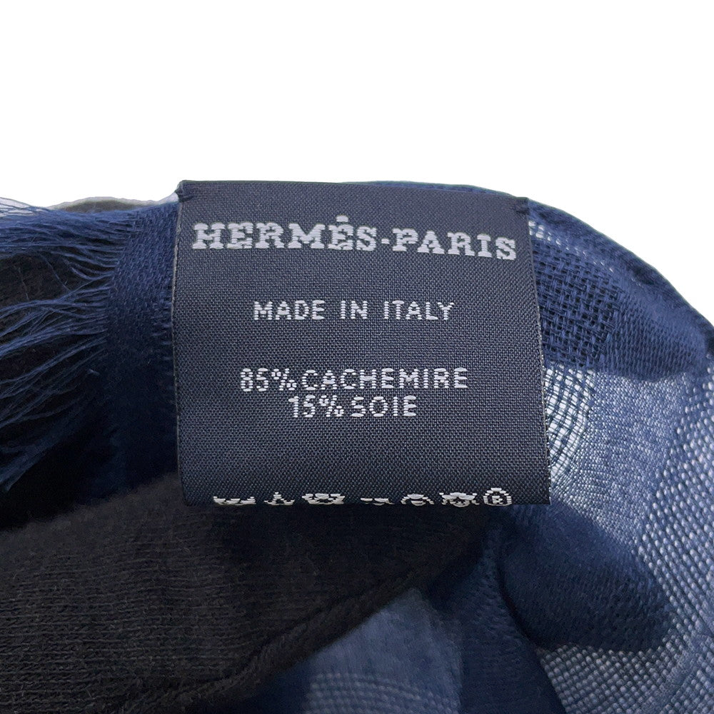 HERMES SELLIER Sellier Navy Cashmere 85% Silk15%