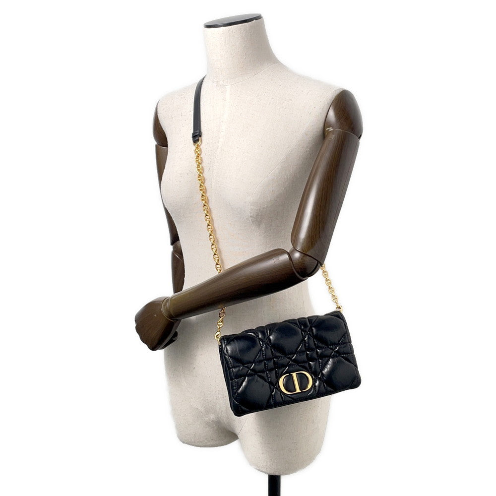 Dior Macrocanage ChainShoulderChain Wallet BlackS5135BNGX_M900 Leather