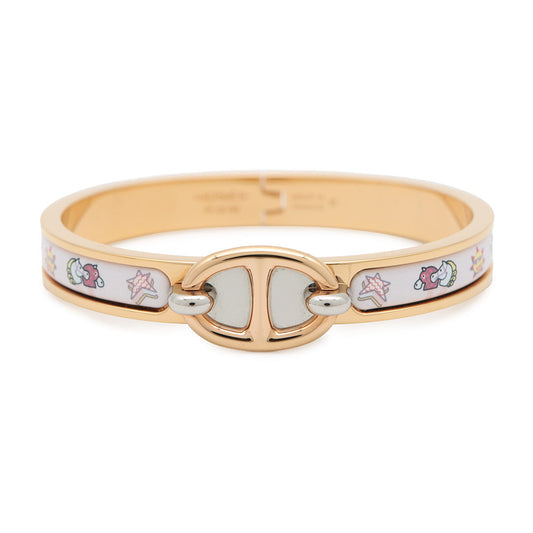 HERMES Mini Clic Chaine d'Ancre Funny Ice Cream Size PM Jasmin Metal Enamel