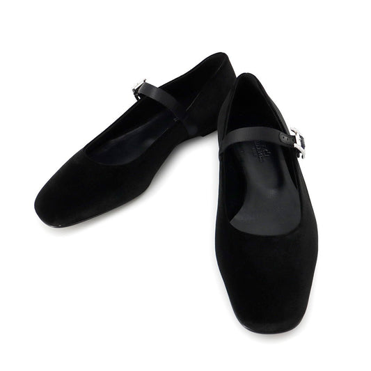 HERMES Jane Pumps Bijoux Black Velour Bijoux Size 37 1/2