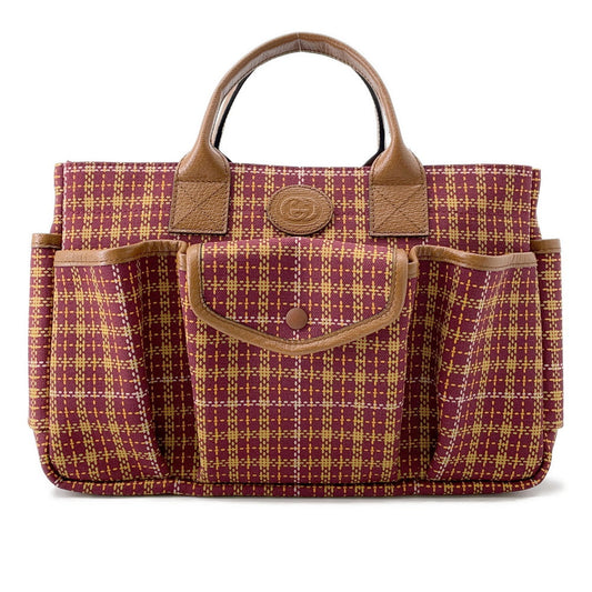 GUCCI Children's Check Pattern Handbag Brown/Bordeaux628159 Canvas Leather