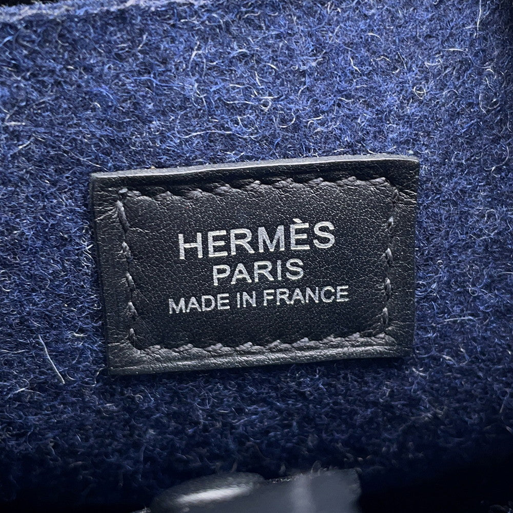 HERMES Evelyne Long Blue Nuit/Black Felt Swift Leather Size TPM