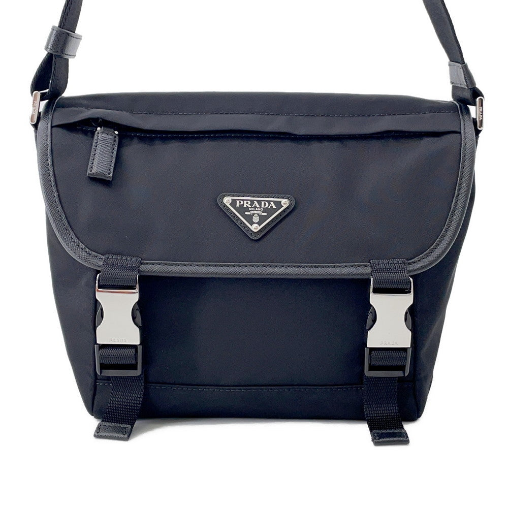 PRADA Re-Nylon xSaffiano Leather Shoulder Bag Black2VD066 Nylon Leather