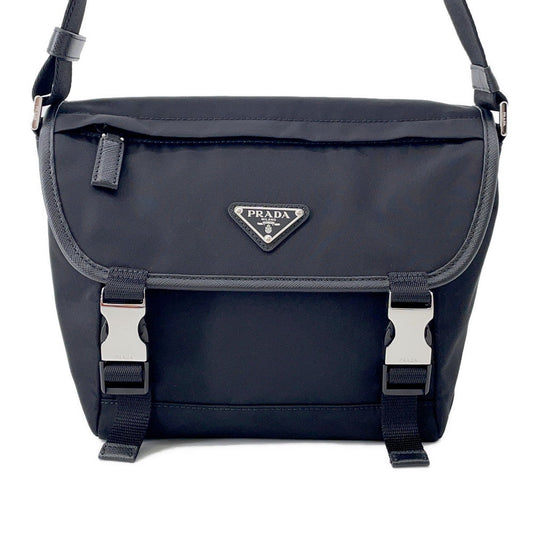 PRADA Re-Nylon xSaffiano Leather Shoulder Bag Black2VD066 Nylon Leather