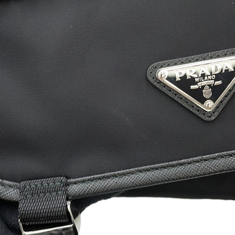 PRADA Re-Nylon xSaffiano Leather Shoulder Bag Black2VD066 Nylon Leather