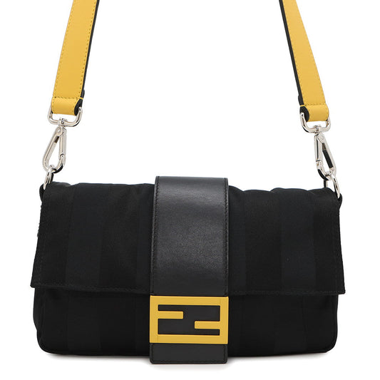 FENDI Pecan Bucket for Men Black/Yellow7VA472 Nylon Leather