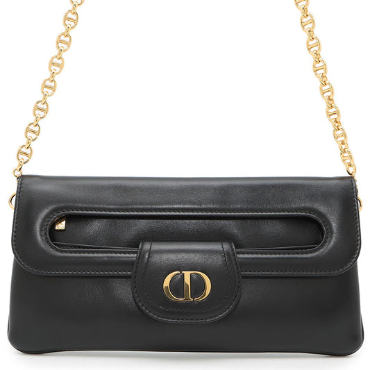 Dior Caro ChainShoulder Wallet Black Leather