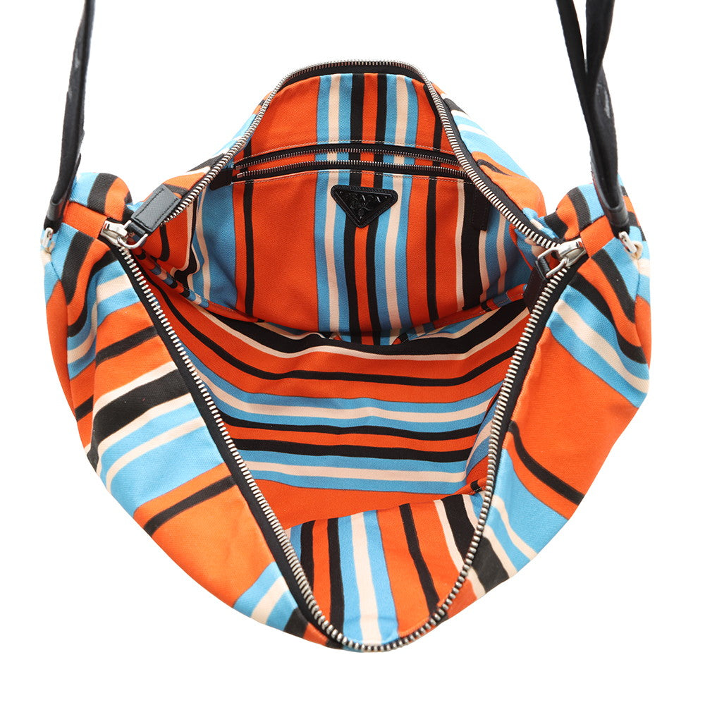 PRADA Triangle Shoulder Bag Orange/Blue2VY007 Canvas Size Large