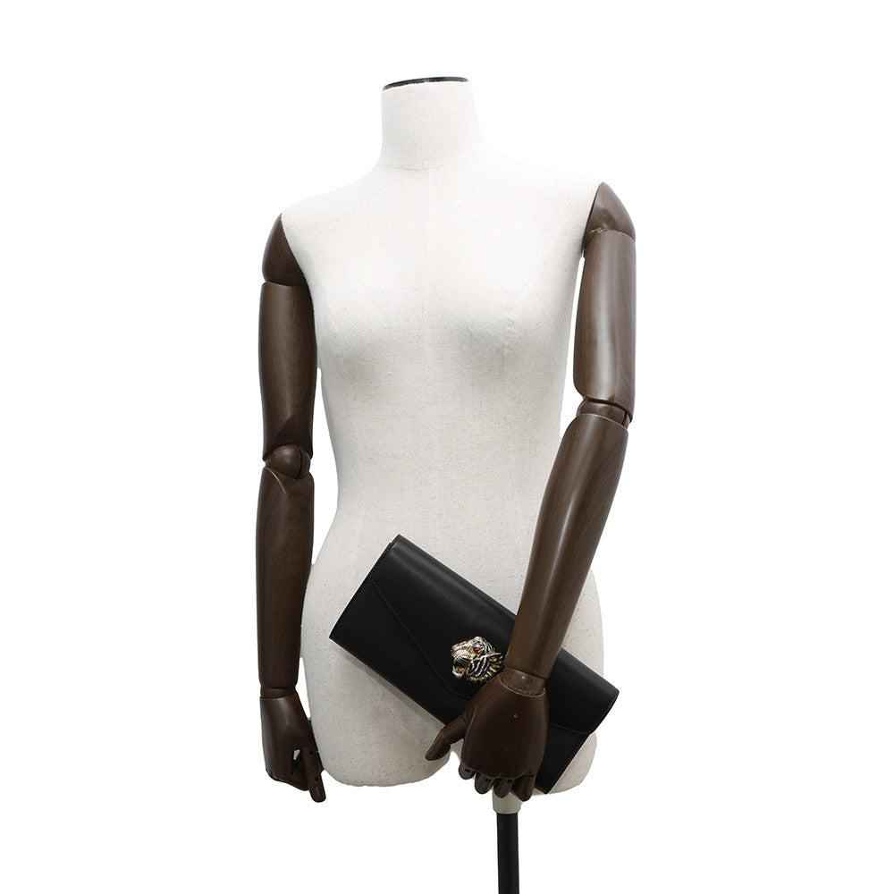 GUCCI Raja Broadway Clutch Bag Black576532 Leather