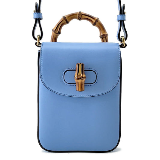 GUCCI Bamboo Mini 3WAY Backpack Light Blue702106 Leather Bamboo