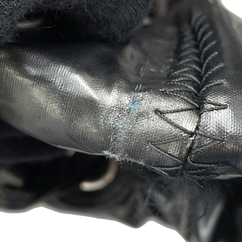 CHANEL CC Logo ChainTote Bag Black Nylon Fur