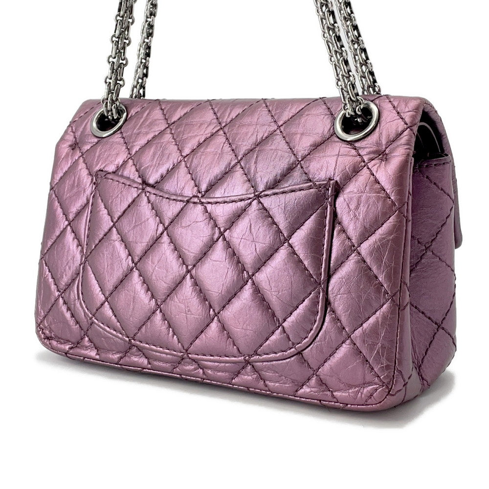 CHANEL 2.55 ChainShoulder Bag MetalicPink Lambskin Size Mini