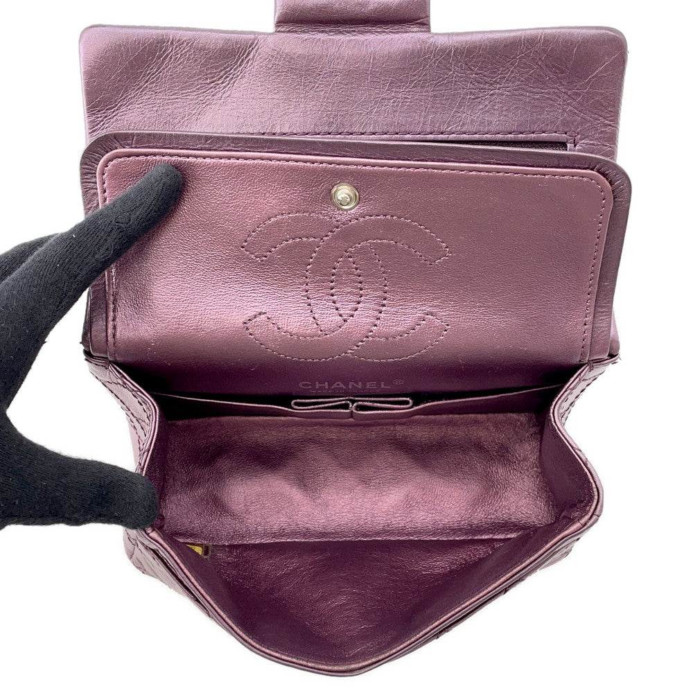 CHANEL 2.55 ChainShoulder Bag MetalicPink Lambskin Size Mini