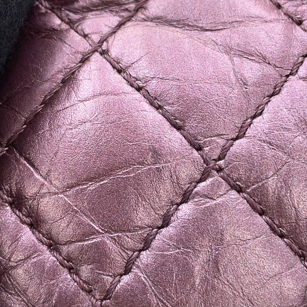 CHANEL 2.55 ChainShoulder Bag MetalicPink Lambskin Size Mini