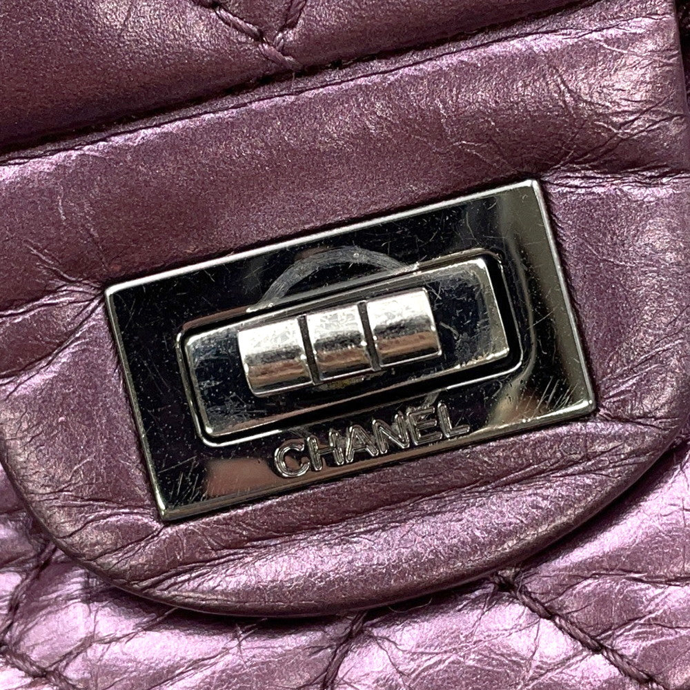 CHANEL 2.55 ChainShoulder Bag MetalicPink Lambskin Size Mini