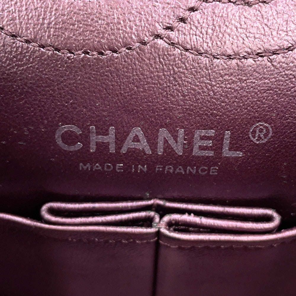 CHANEL 2.55 ChainShoulder Bag MetalicPink Lambskin Size Mini