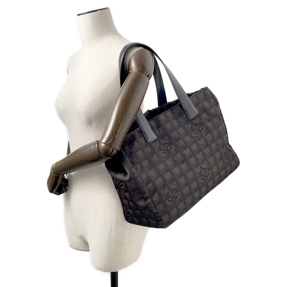 CHANEL New Travel Line Tote MarronA15991 NylonJacquard Leather Size MM