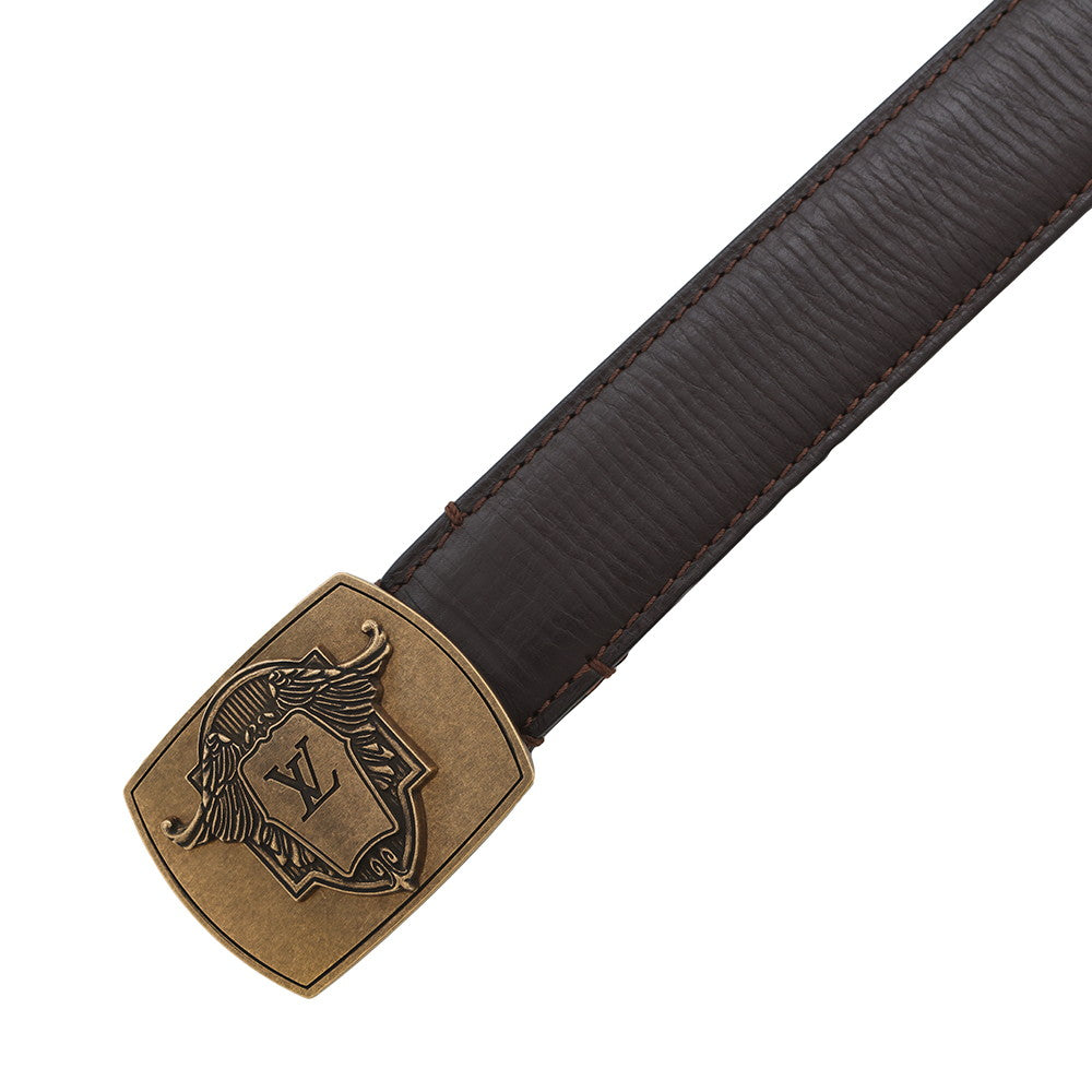 LOUIS VUITTON Utahline Exxon Belt Size 95 Brown Leather