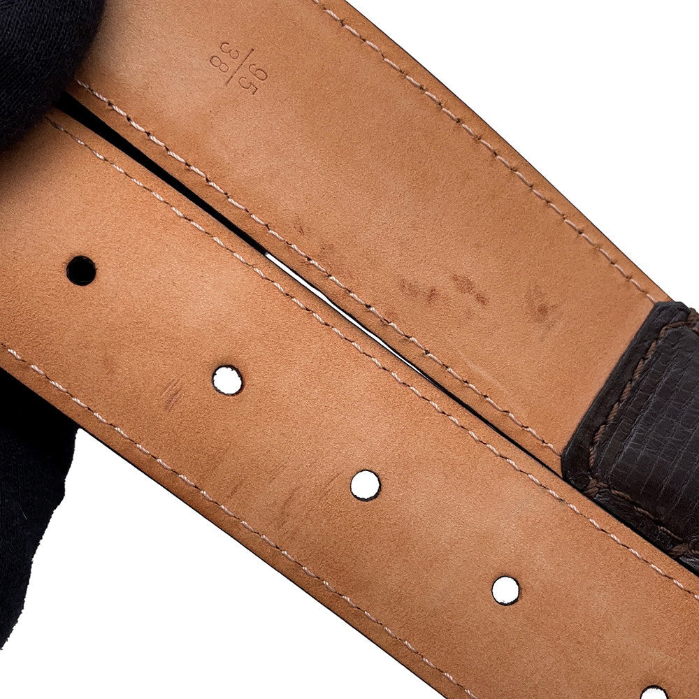 LOUIS VUITTON Utahline Exxon Belt Size 95 Brown Leather