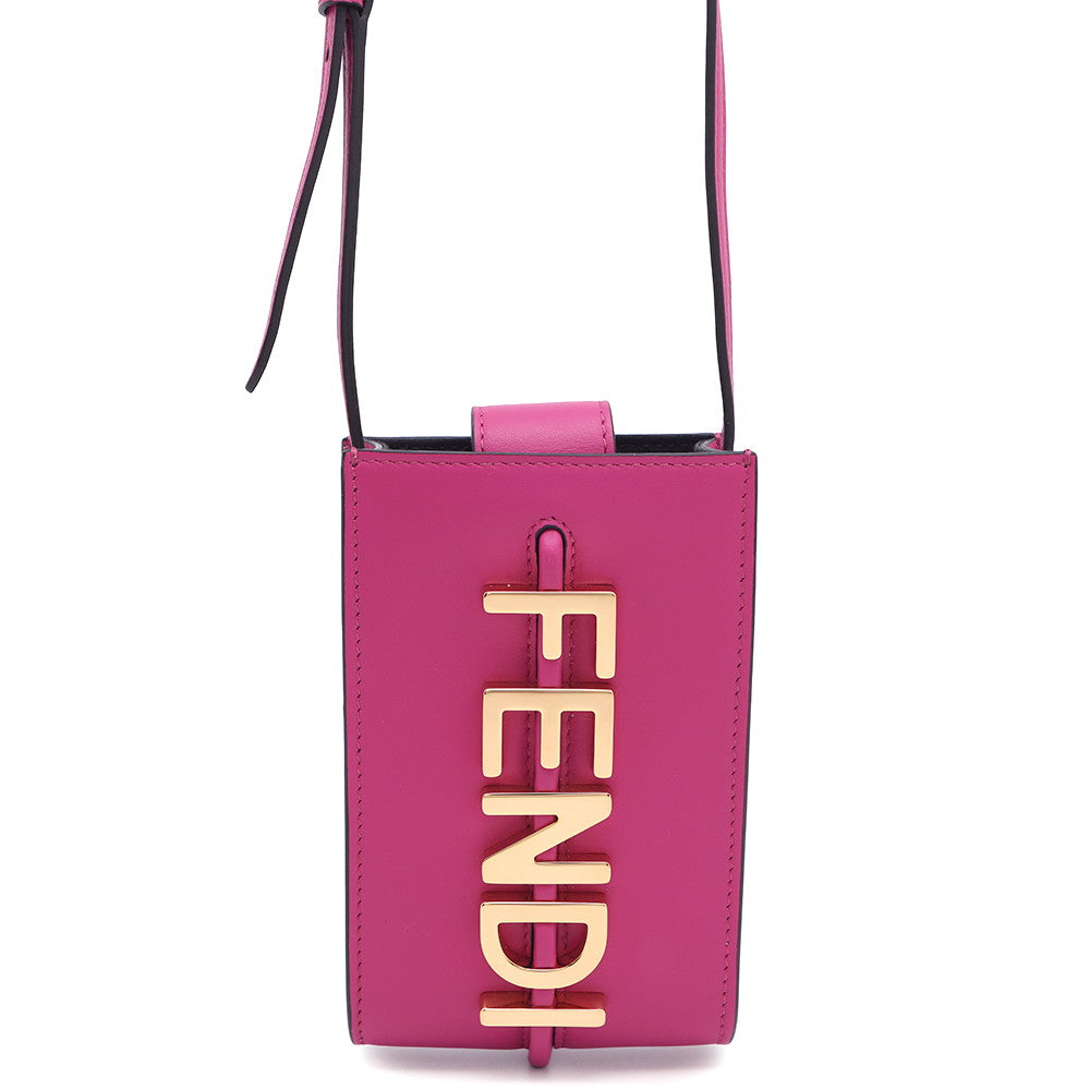 FENDI FENDI logo phone holder PurplePink7AS192 Leather