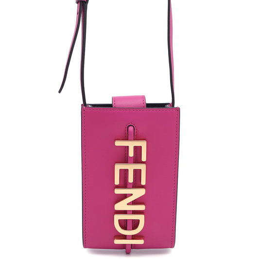 FENDI FENDI logo phone holder PurplePink7AS192 Leather