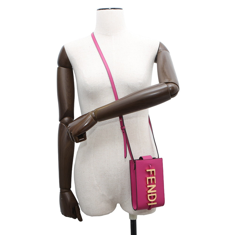 FENDI FENDI logo phone holder PurplePink7AS192 Leather