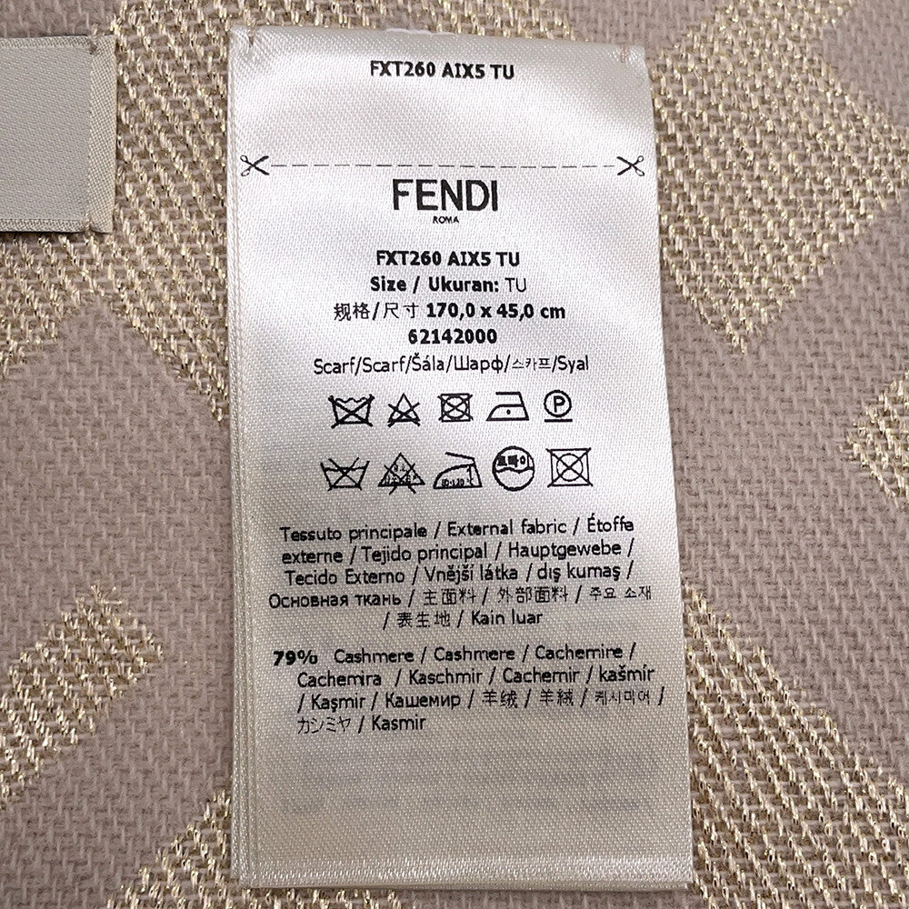 FENDI FFScarf Gold/BeigeFXT260AIX5F0QG1 Cashmere 79% Viscose 17% Metallica 4%
