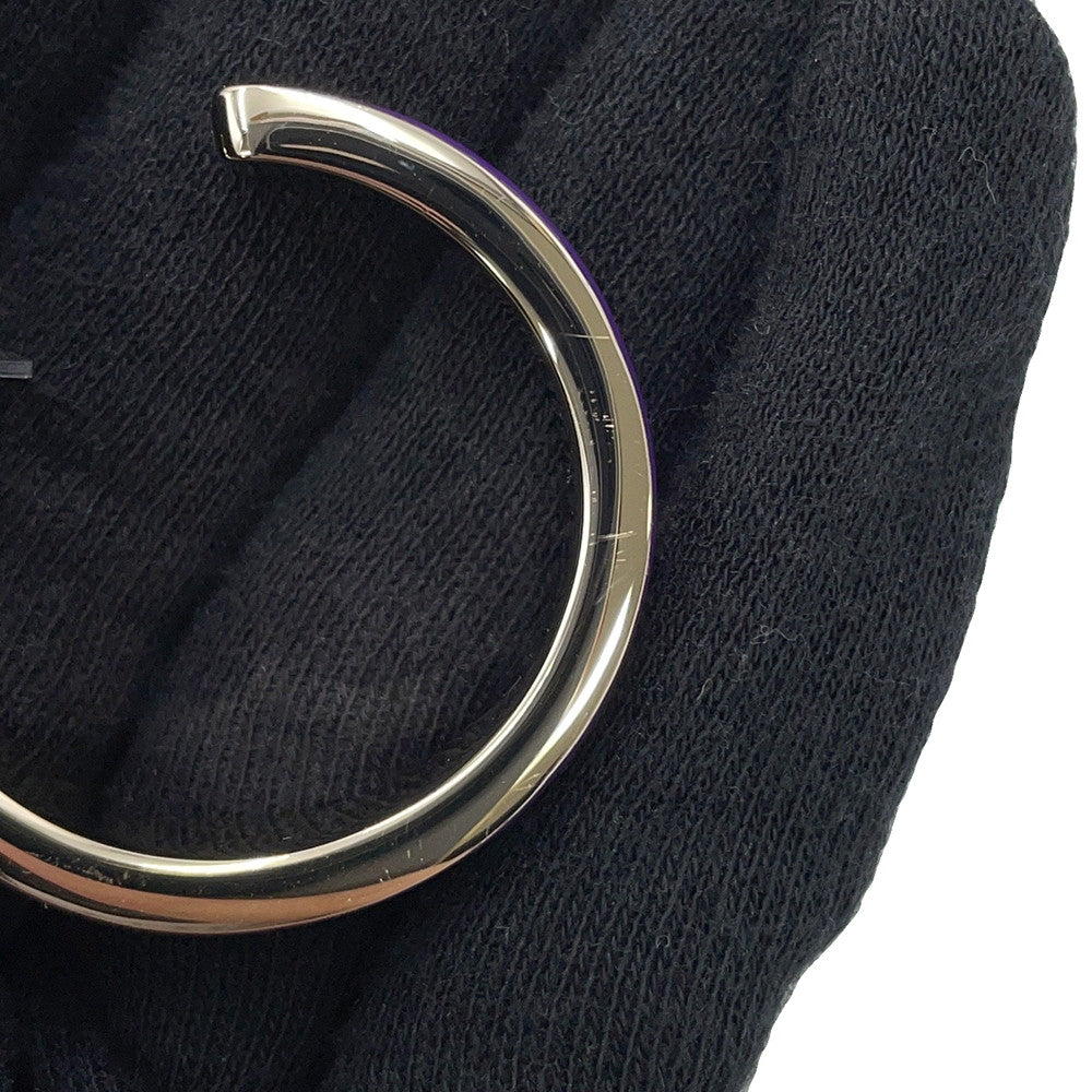 CHANEL CC Logo Hoop Earrings Purple Metal Enamel