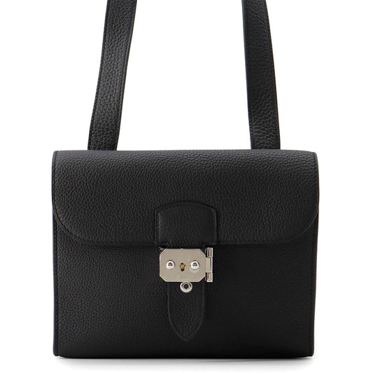 HERMES Sac A Depeches Shoulder Bag Black Togo Leather Size 21