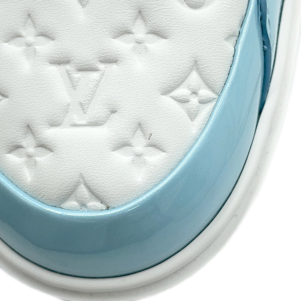 LOUIS VUITTON Time Out Line Monogram Sneakers Blue Clair Leather Enamel Size 37H