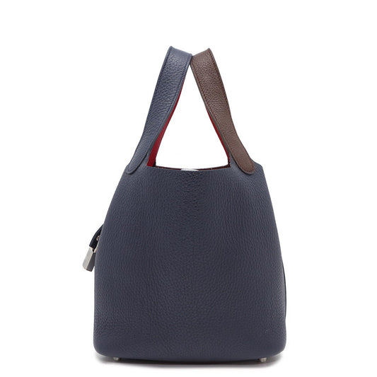 HERMES Picotin Lock Casaque2 Blue Nuit/RougeSellier/Framboise Taurillon Clemence Size PM