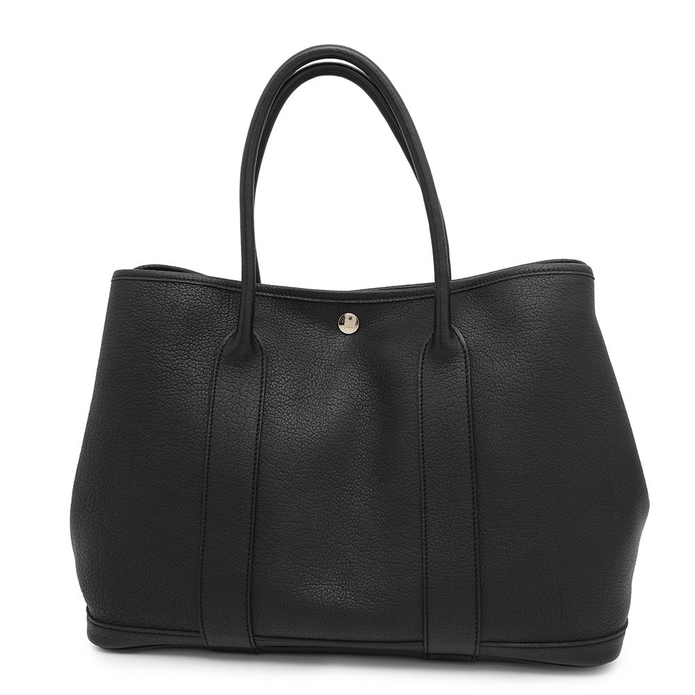 HERMES Garden Party Black Country Leather Size PM
