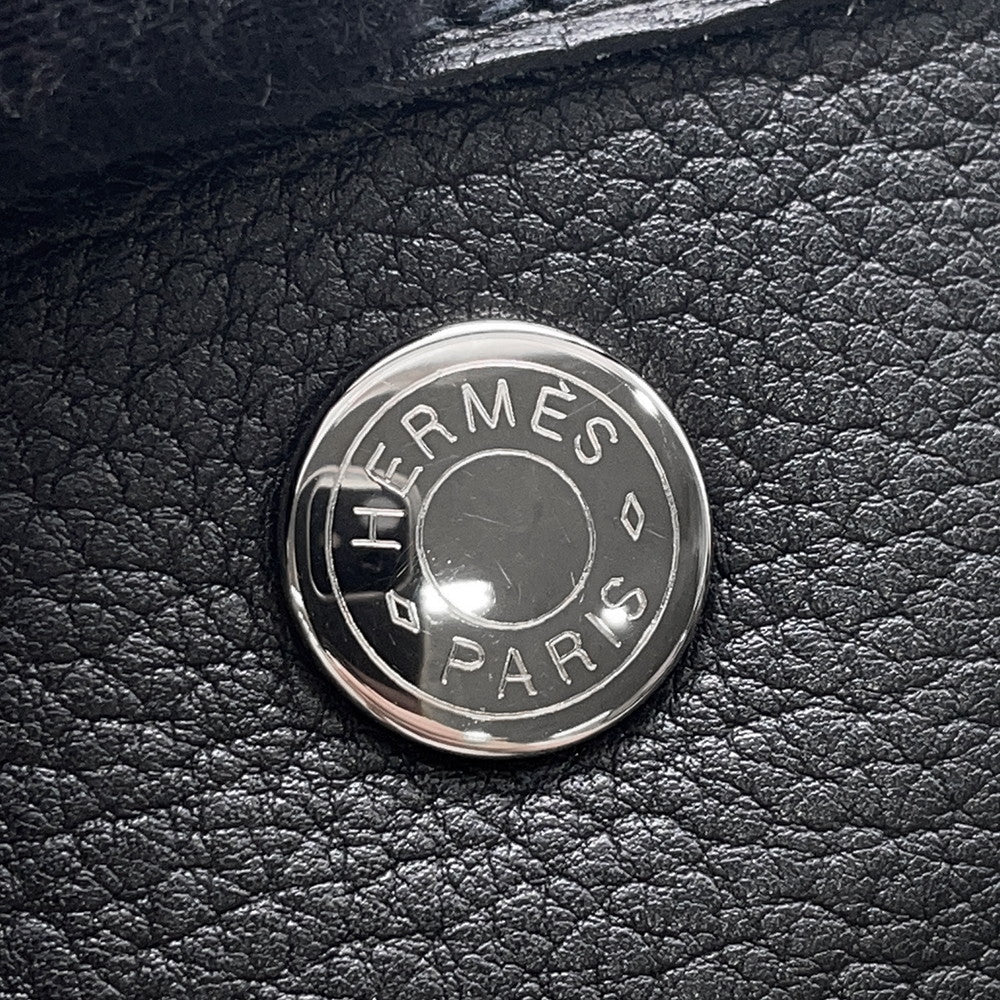 HERMES Garden Party Black Country Leather Size PM
