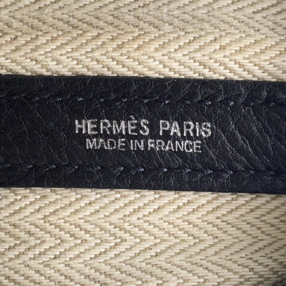 HERMES Garden Party Black Country Leather Size PM