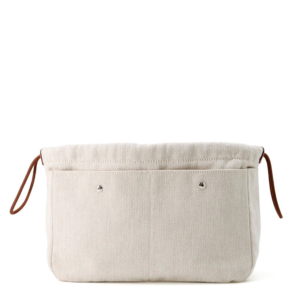 HERMES Fourbi Natural Toile Chevrons Barenia Leather Size 25