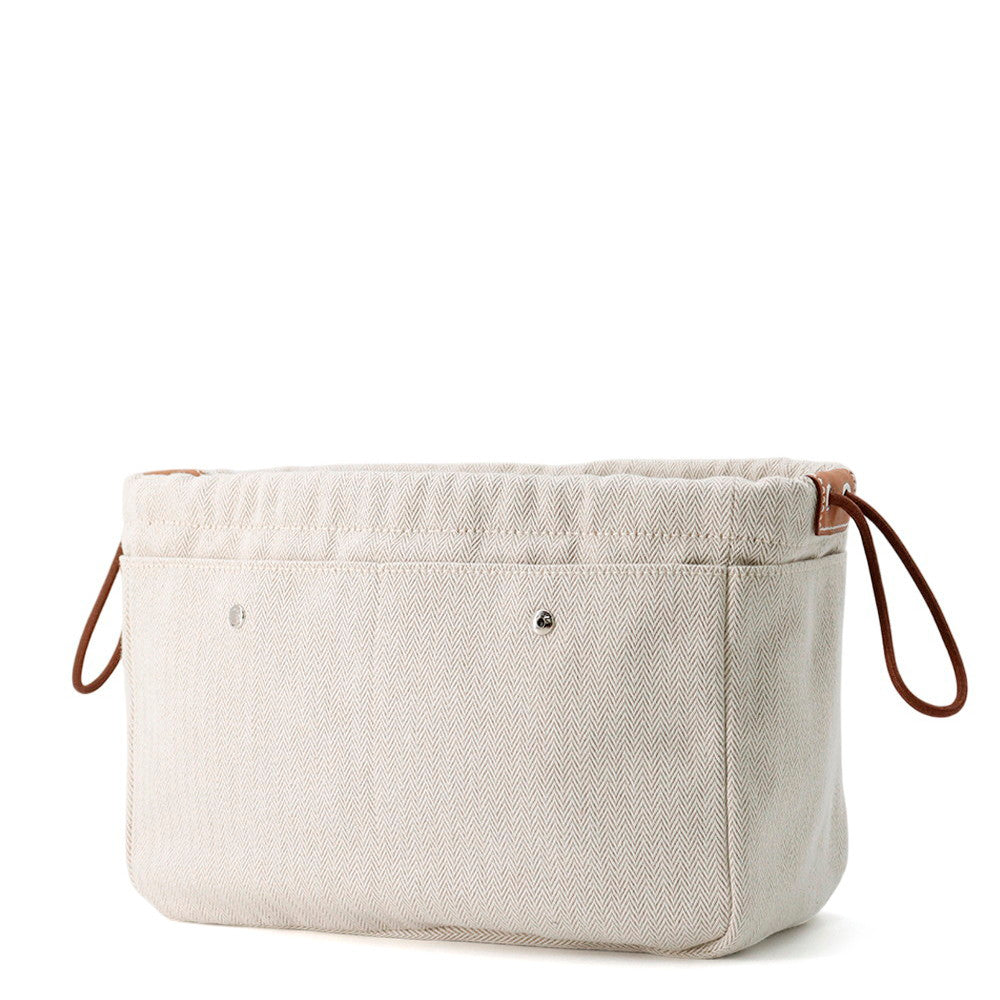 HERMES Fourbi Natural Toile Chevrons Barenia Leather Size 25