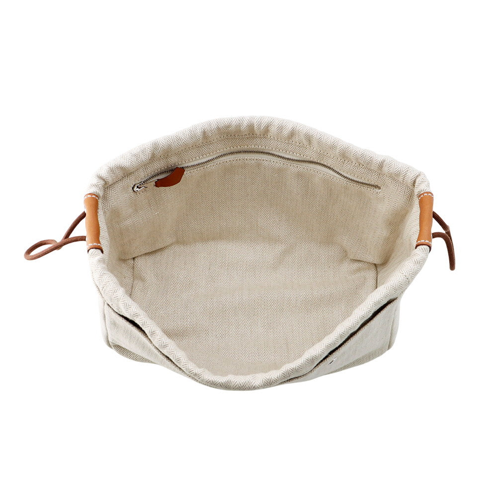 HERMES Fourbi Natural Toile Chevrons Barenia Leather Size 25