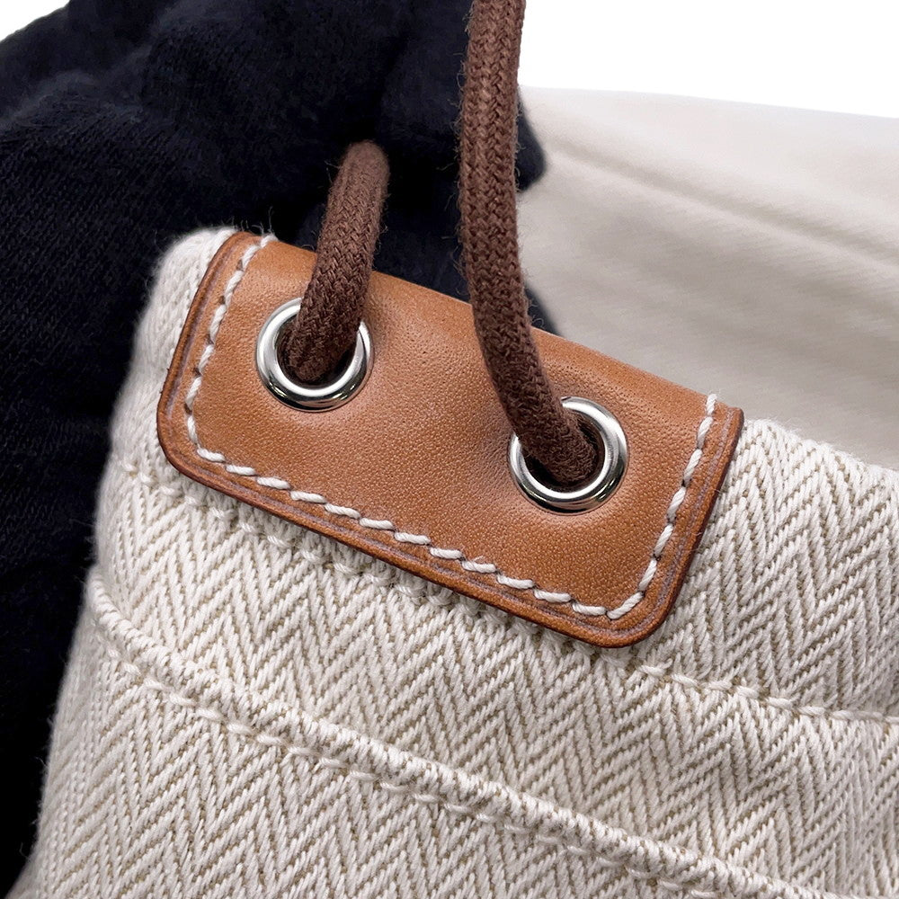 HERMES Fourbi Natural Toile Chevrons Barenia Leather Size 25