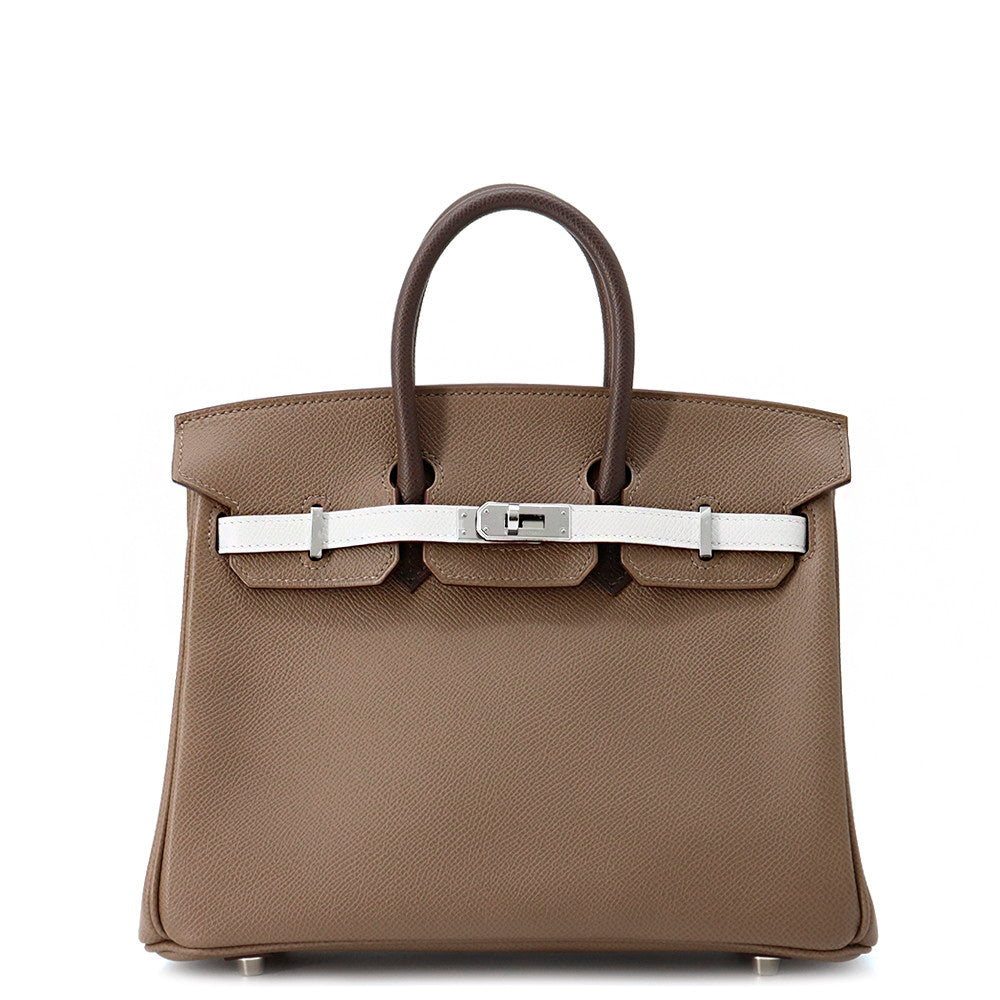 HERMES Birkin tricolor Etoupe/Grease Pail/Ebene Epsom Size 25