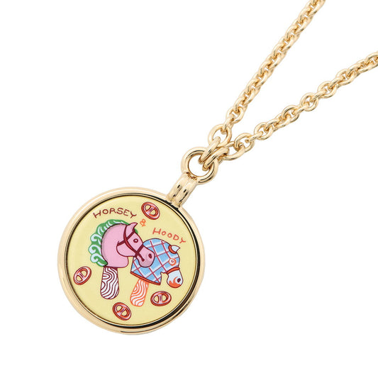 HERMES Medaille Funny Ice Cream Necklace Size PM Yellow Metal